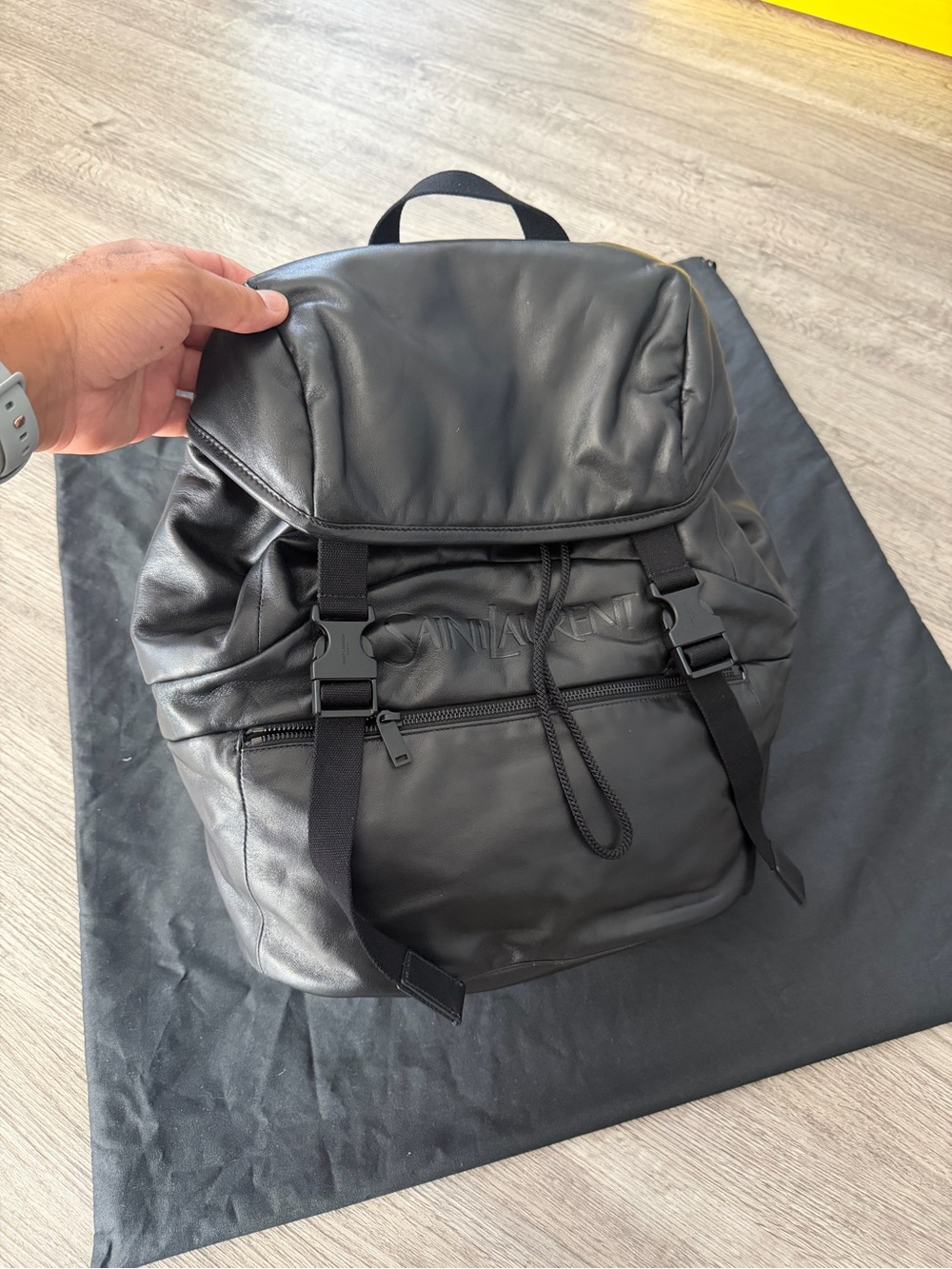 Saint Laurent YSL Black Leather Backpack NWT $2350